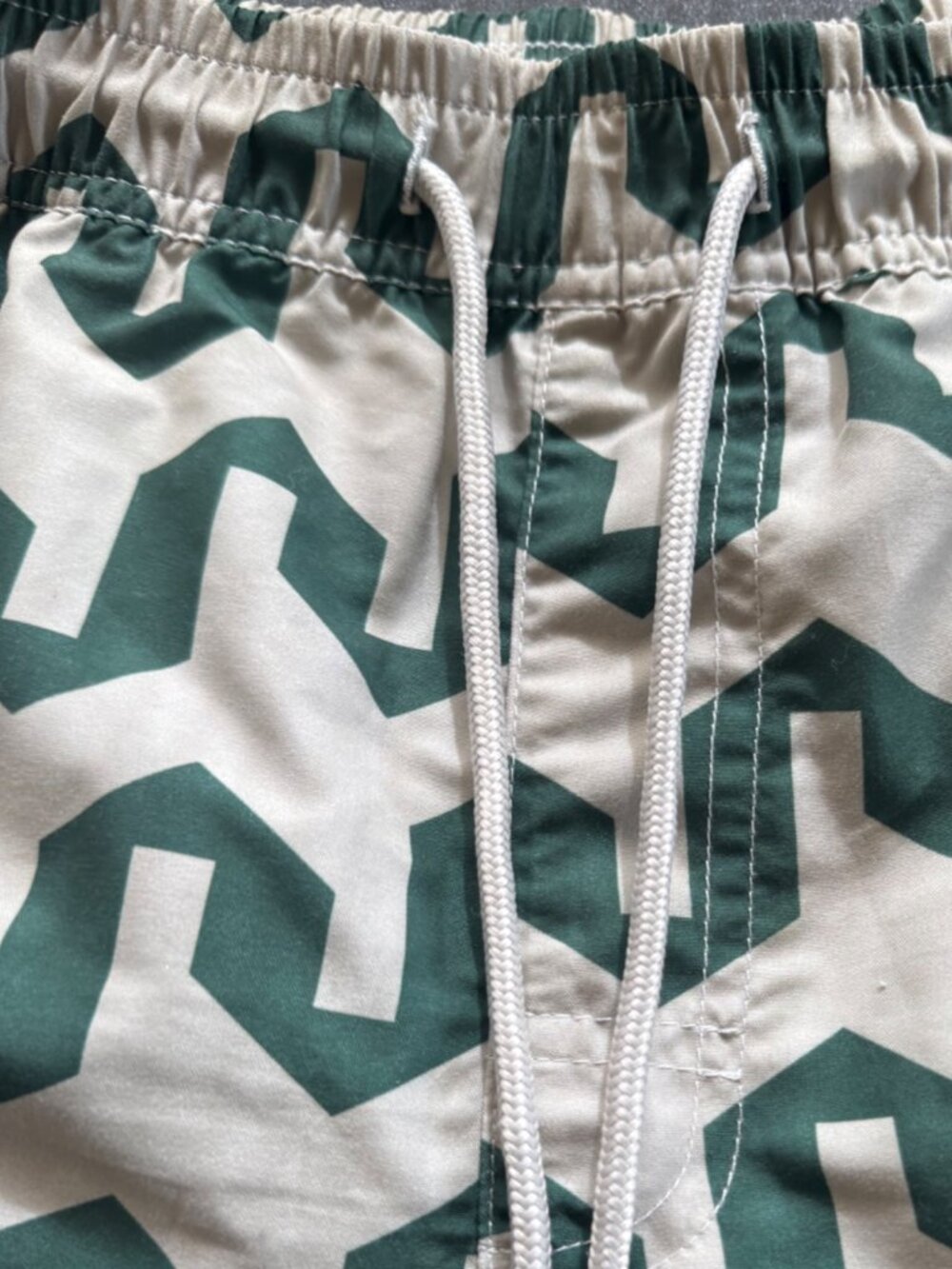 OAS Men’s M Green Beige Geometric Swim Shorts Trunks - Picture 6 of 9